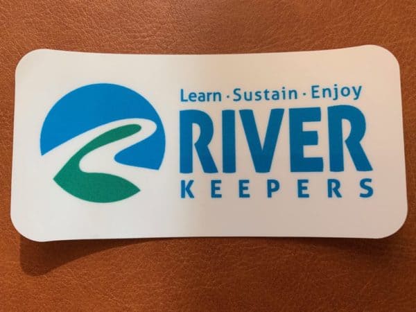 new river keeper keepers window cling with slogan: learn, sustain, enjoy