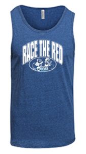 blue tank top with race the red logo